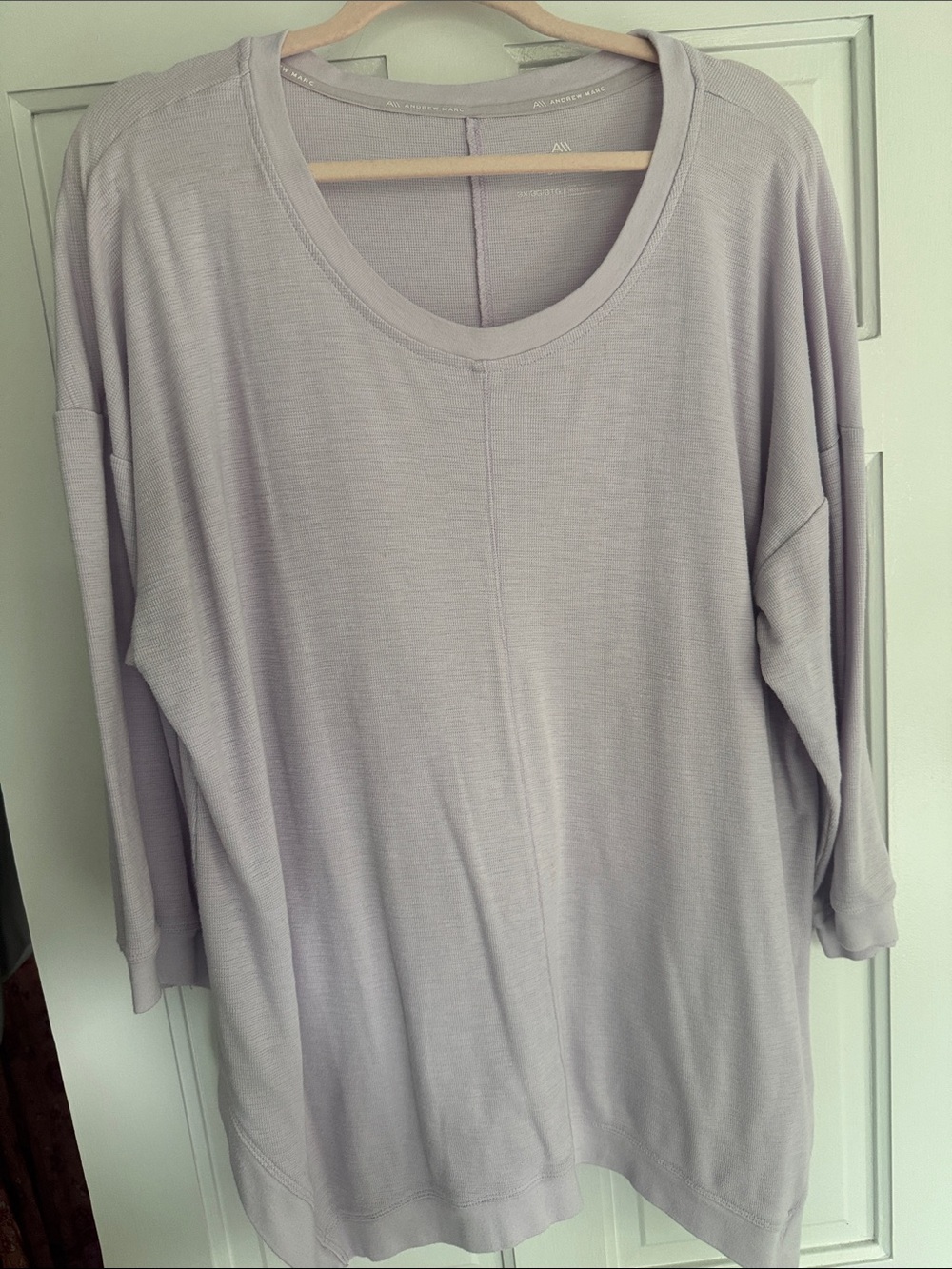 Andrew Marc Soft Lavender Scoop Neck Long Sleeve Sweatshirt